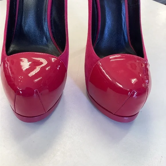 Saint Laurent Pink Suede and Patten Leather Heels - Picture 3 of 7